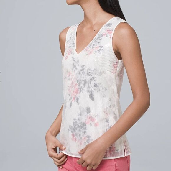 NEW White House Black Market Sequins Overlay Top.Size S - Picture 2 of 13